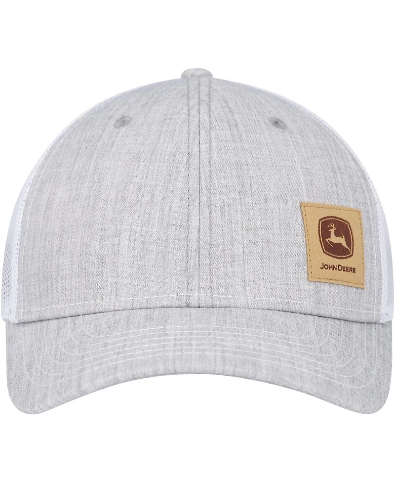 Men's Top of the World Gray John Deere Classic Suede Corner Logo Trucker Adjustable Hat