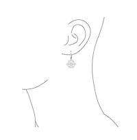 Bling Jewelry Frozen Winter Holiday White Glitter Snowflake Dangle Earrings Sterling Silver