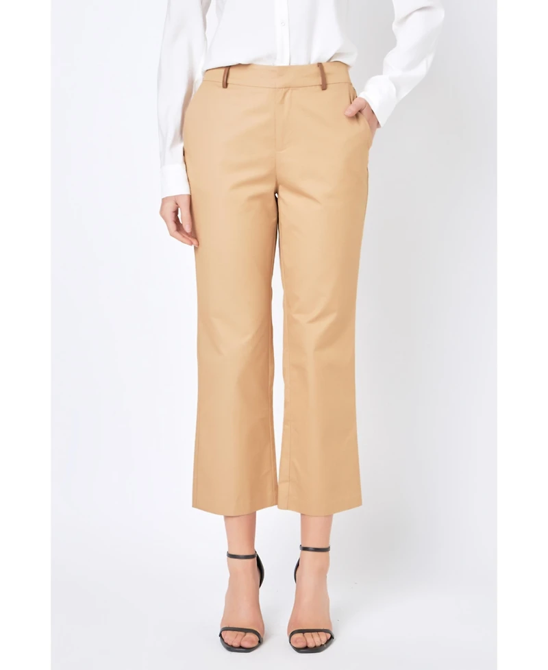 English Factory Women's Twill Cropped Flared Hem Pants
