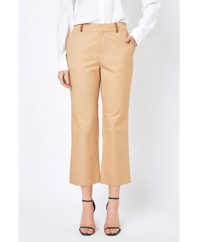 English Factory Women's Twill Cropped Flared Hem Pants