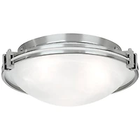 Possini Euro Design Modern Ceiling Light Flush Mount Fixture 16.75" Wide Brushed Nickel Silver Metal Marbleized Glass Shade for Bedroom Kitchen Living