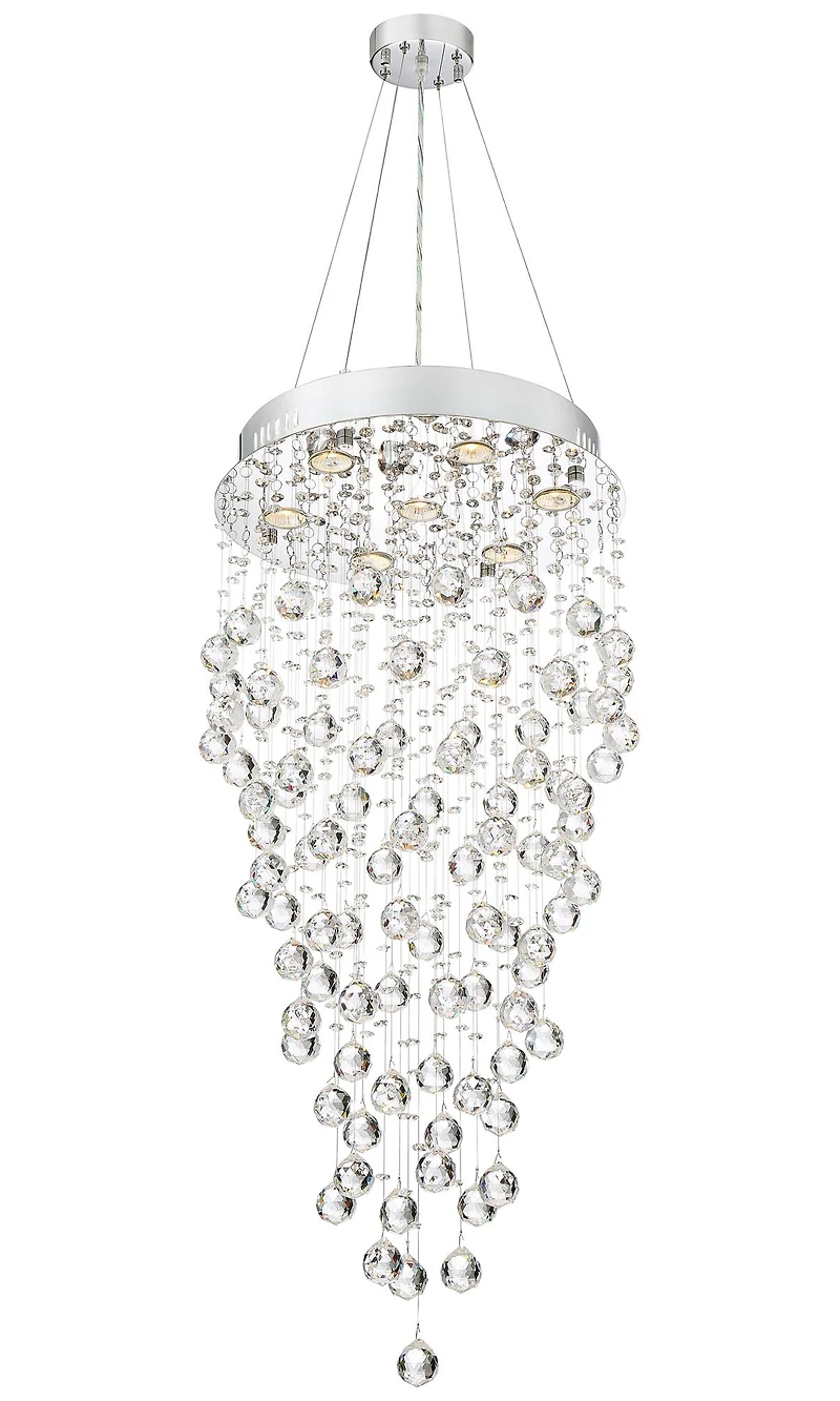 Vienna Full Spectrum Aida Chrome Chandelier Lighting 18" Wide Modern Pouring Crystal Glass Globes 7-Light Fixture for Dining Room House Kitchen I