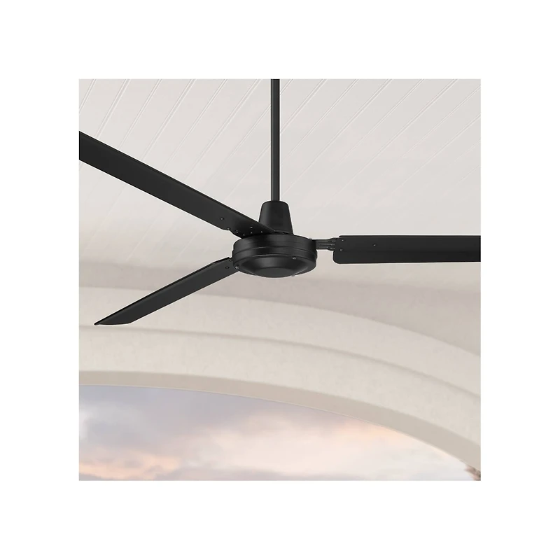 Casa Vieja 72" Casa Velocity Large Modern Indoor Outdoor Ceiling Fan 3 Blade Wall Control Matte Black Finish Bedroom Damp Rated