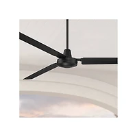 Casa Vieja 72" Casa Velocity Large Modern Indoor Outdoor Ceiling Fan 3 Blade Wall Control Matte Black Finish Bedroom Damp Rated