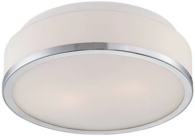 Mavis Modern Ceiling Light Flush-Mount Fixture 10.25" Wide Sleek Chrome 2-Light White Opal Glass Shade for Bedroom Kitchen Living Room Hallway Di