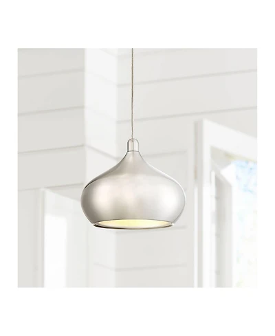Possini Euro Design Holland Satin Nickel Mini Pendant Light 7 1/2" Wide Modern Led Fixture for Dining Room House Foyer Kitchen Island Entryway Be