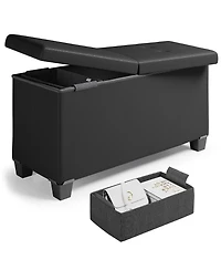 Nestl 30 Inch Ottoman Storage Bench with Bins - Leatherette or Fabric Finish