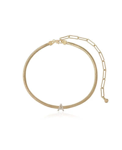 Ettika Initial Herringbone 18K Gold Plated Necklace