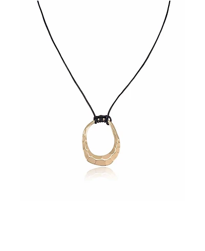 Ettika Hammered Golden Loop Pendant 18K Gold Plated Necklace