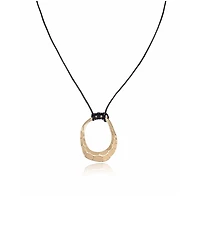 Ettika Hammered Golden Loop Pendant 18K Gold Plated Necklace