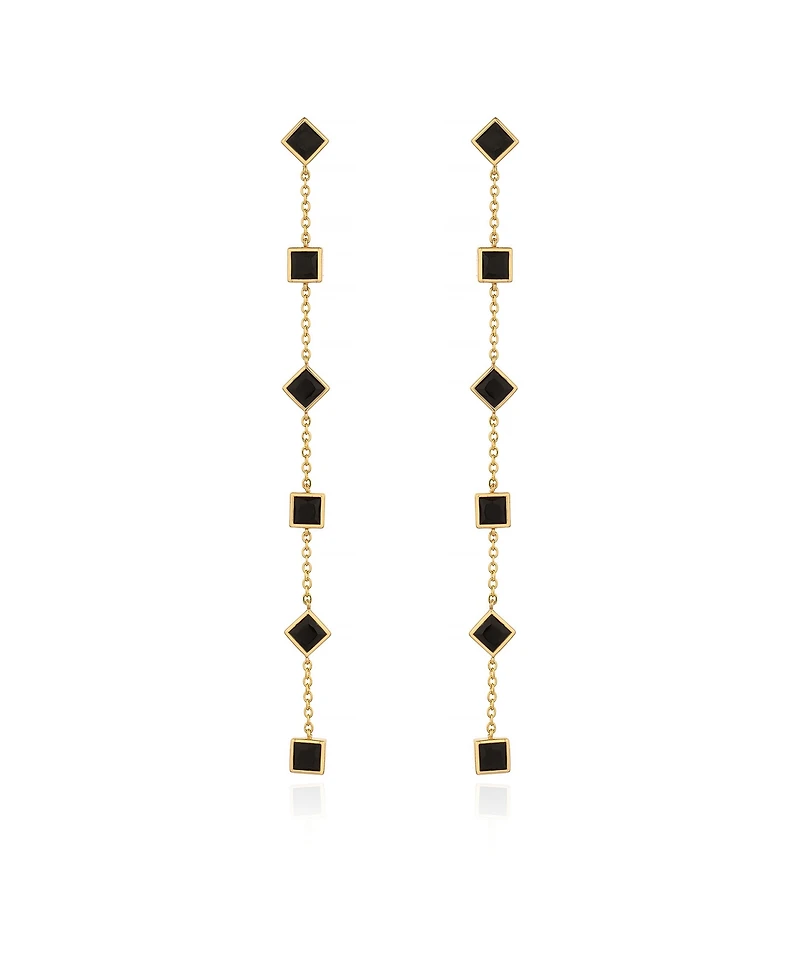 Ettika Geometric Linear 18K Gold Plated Earrings