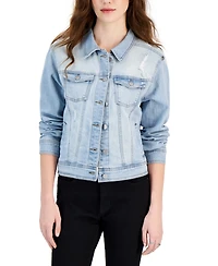 Tinseltown Juniors' Long-Sleeve Denim Trucker Jacket
