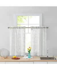 Hlc.me Joyce Lace Sheer Kitchen Cafe Curtain Tiers for Small Windows, Kitchen & Bathroom