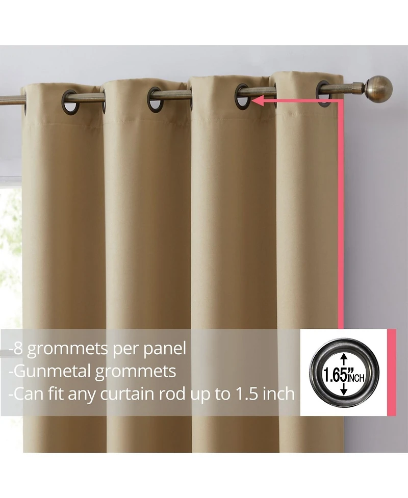 Hlc.me Laurance Full Shaded Blackout Curtains - Thermal Insulation Light Blocking Home Theater Grommet Window Drapery Basement Curtains