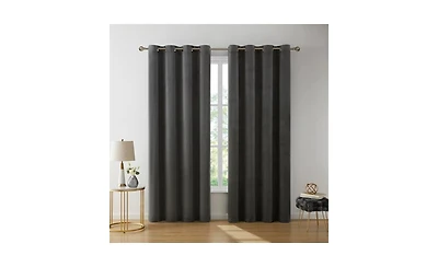 Hlc.me Sawyer Premium Luxurious Lush Velvet Soft Light Filtering Grommet Window Curtains