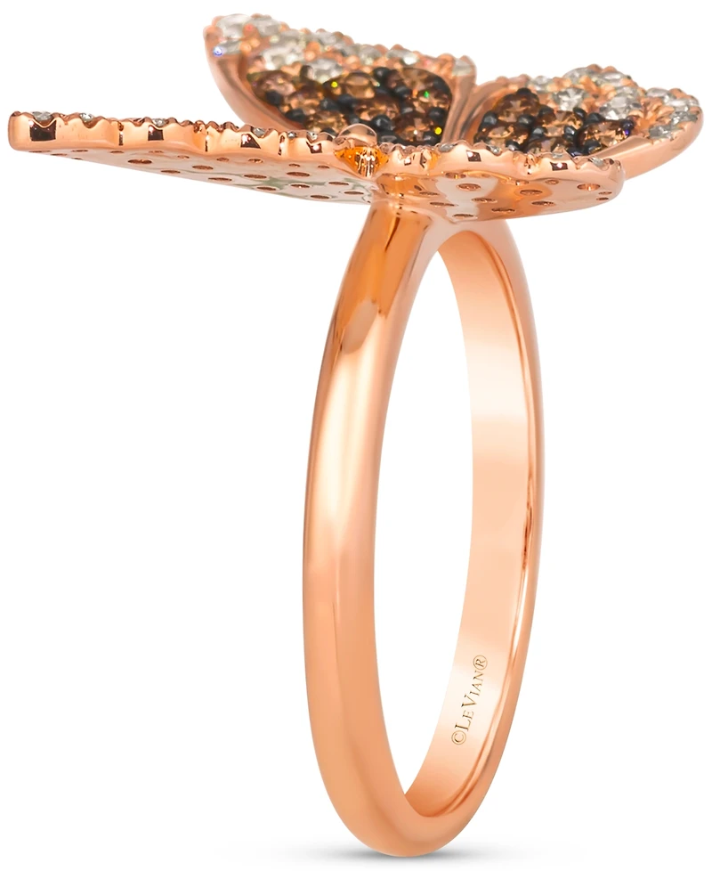 Le Vian Ombre Chocolate Ombre Diamond & Vanilla Diamond Butterfly Ring (3/4 ct. t.w.) in 14k Rose Gold