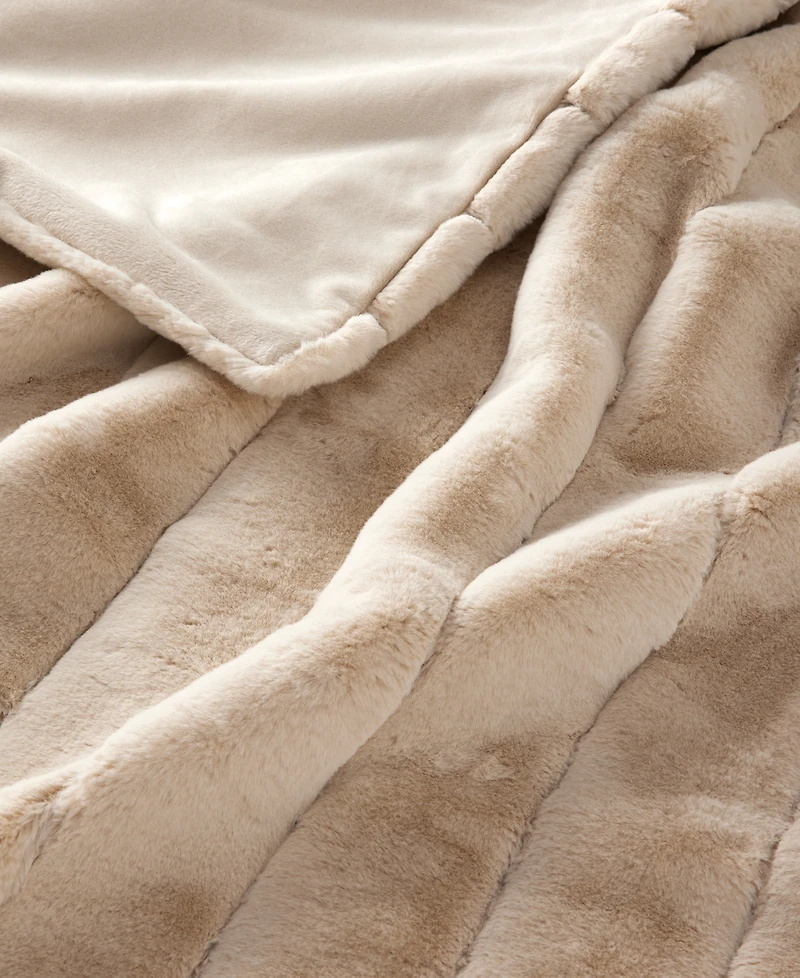 Hotel Collection Channeled Faux Fur Throw, 50" x 60", Exclusively at Macy's