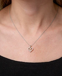 Diamond Open Heart Pendant Necklace (1/4 ct. t.w.) 14k White or Yellow Gold, 18" + 2" extender