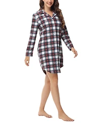 Ink+Ivy Women's Long Sleeve Notch Collar Sleepshirt Nightgown