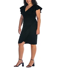 24seven Comfort Apparel Plus V-neck Knee Length Dress