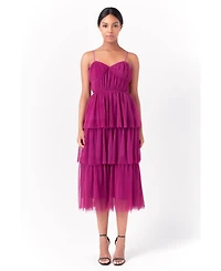 Women's Tulle Tiered Midi Dress