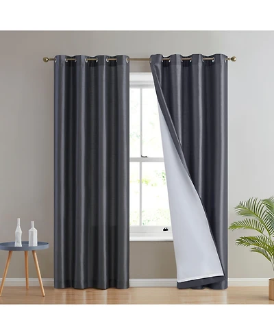 Hlc.me Jefferson Faux Silk Semi Sheer Light Filtering Microfiber Lined Grommet Lightweight Window Curtains Drapery for Bedroom