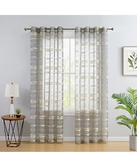 Hlc.me Broadway Stripe Decorative Semi Sheer Light Filtering Grommet Window Treatment Curtain Drapery Panels for Bedroom & Living Room