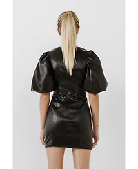 Women's Pu Fitted Mini Dress