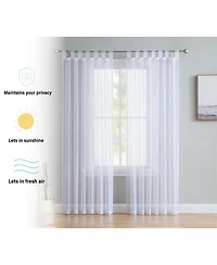 Hlc.me Tab Top Window Curtain Sheer Voile Panels for Living Room & Bedroom