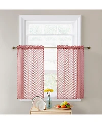 Hlc.me Herringbone Lace Sheer Kitchen Cafe Curtain Tiers for Small Windows & Bathroom