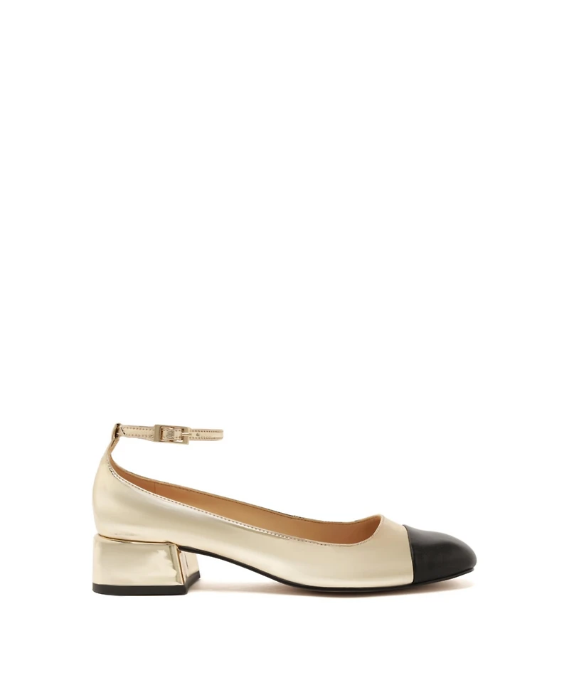 Arezzo Women's Chloe Ankle Strap Low Block Heel Pumps - Gold