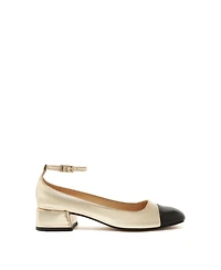 Arezzo Women's Chloe Ankle Strap Low Block Heel Pumps - Gold
