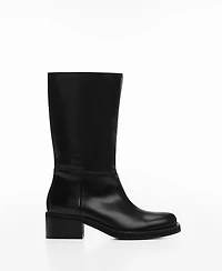 Mango Women's Plain Leather Ankle Boots