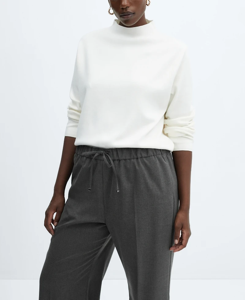 Mango Women's Elastic Waist Wideleg Pants