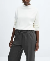 Mango Women's Elastic Waist Wideleg Pants