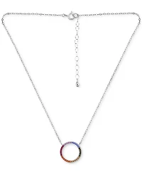 Giani Bernini Rainbow Cubic Zirconia Circle Pendant Necklace in Sterling Silver, 16" + 2" extender, Created for Macy's