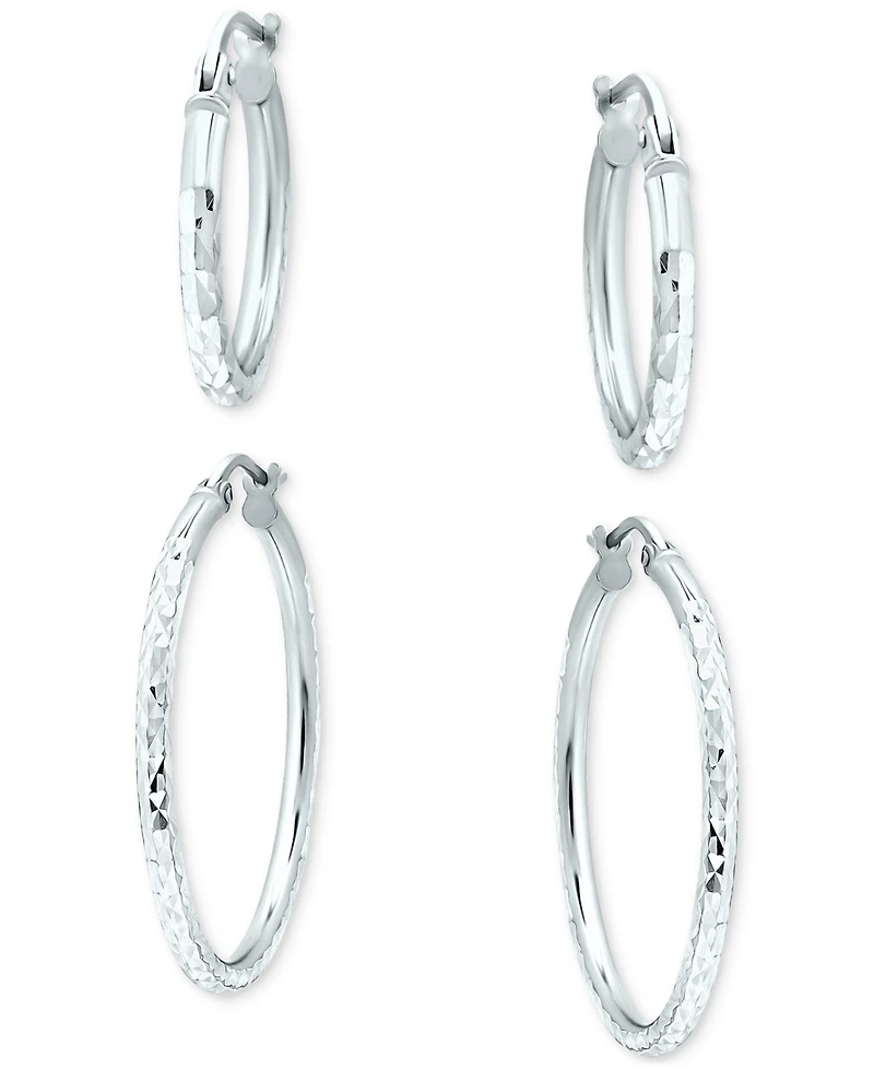 2-Pc. Set Textured Small Hoop Earrings, Created for Macy's