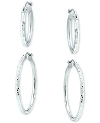 2-Pc. Set Textured Small Hoop Earrings, Created for Macy's