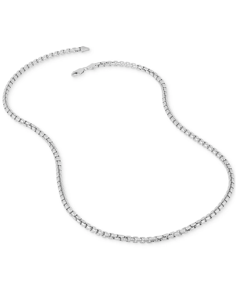 Rounded Box Link 22" Chain Necklace (4mm) in Sterling Silver