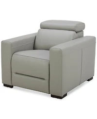 Nevio 39" Leather Power Recliner and Headrest, Created For Macy's
