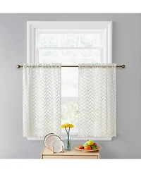 Hlc.me Herringbone Lace Sheer Kitchen Cafe Curtain Tiers for Small Windows & Bathroom