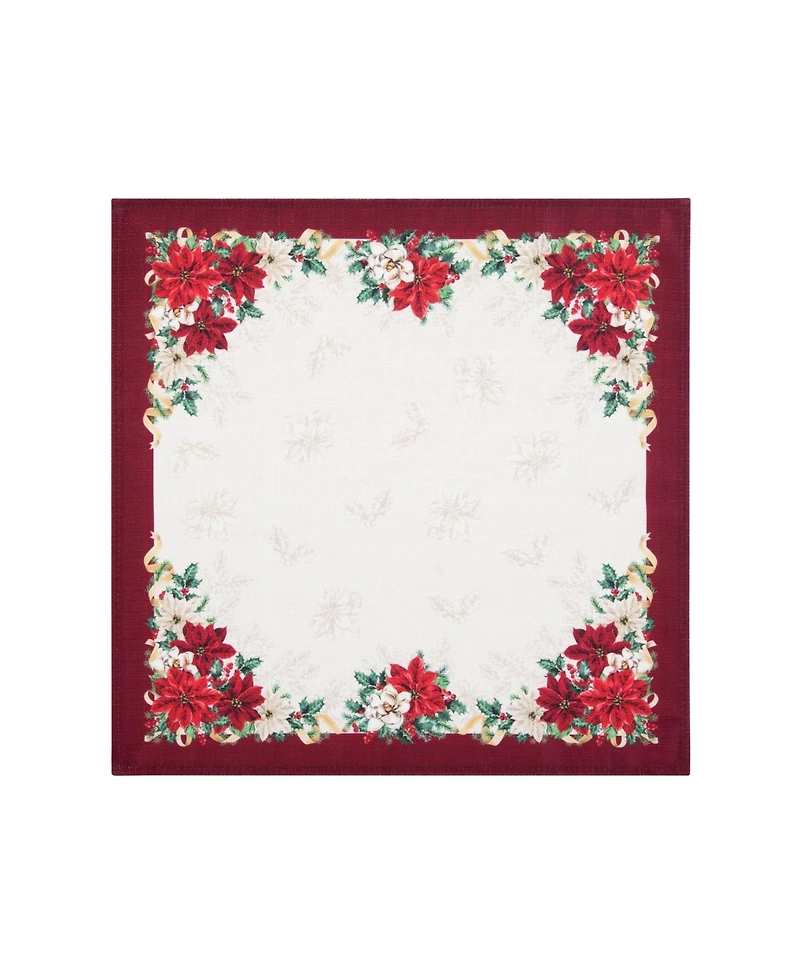 Elrene Poinsettia Garlands Engineered Napkins, Set of 4, 17" x 17"