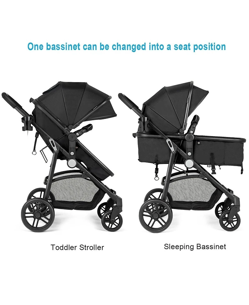 Slickblue Girls 2-in-1 Foldable Pushchair Newborn Baby Stroller