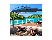 10 Feet Cantilever Umbrella with 32 Led Lights and Solar Panel Batteries