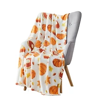 Kate Aurora Thanksgiving Autumn Harvest Leaves & Pumpkin Pies Ultra Soft & Plush Accent Throw Blanket - 50 in. W x 70 in. L