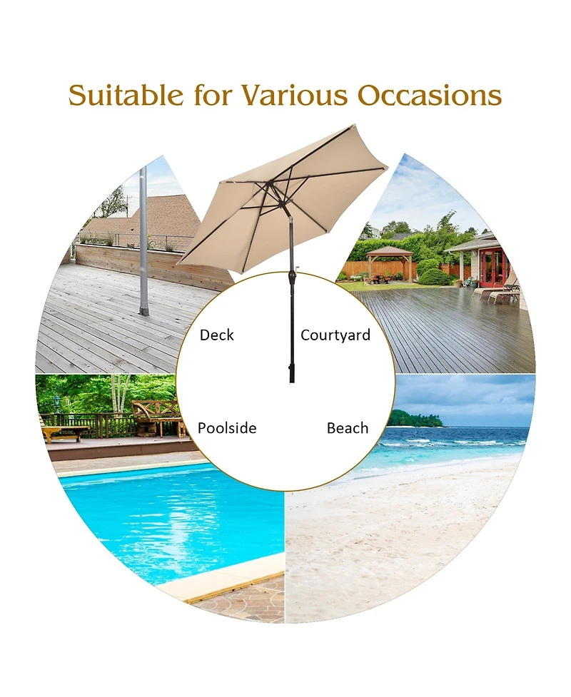 Slickblue 10 Feet Outdoor Patio Umbrella with Tilt Adjustment and Crank