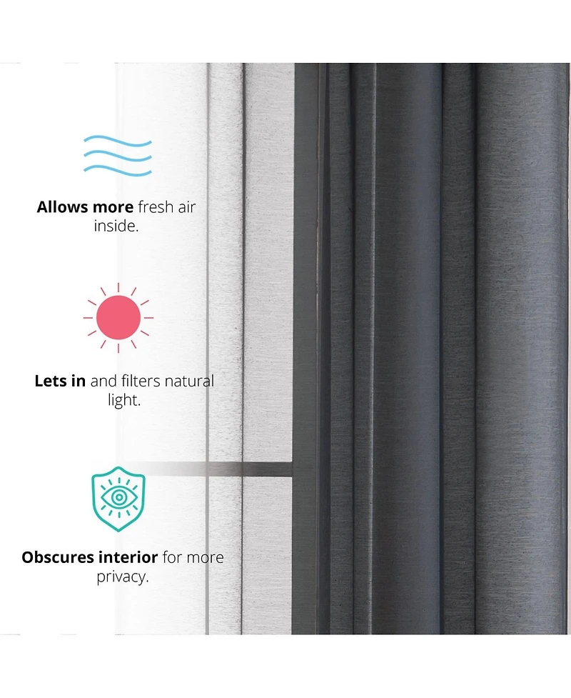 Hlc.me Lauren Semi Sheer Light Filtering Transparent Pocket Top & Back Tab Lightweight Window Curtains Drapery Panels Bedroom & Living Room