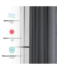 Hlc.me Lauren Semi Sheer Light Filtering Transparent Pocket Top & Back Tab Lightweight Window Curtains Drapery Panels Bedroom & Living Room