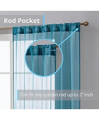 Hlc.me Lauren Semi Sheer Light Filtering Transparent Pocket Top & Back Tab Lightweight Window Curtains Drapery Panels Bedroom & Living Room