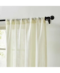 Hlc.me Linda Faux Linen Textured Semi Sheer Privacy Light Filtering Transparent Window Rod Pocket Floor Length Thick Curtains Drapery Panels for Offic